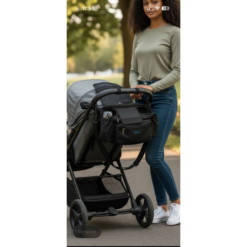 TOPDesign Universal Stroller Organizer Bag with Insulated Cup Holders Black - Picture 2 of 6